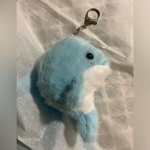 Blue Plush Dolphin Keychain or Handbag Charm